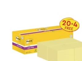 Post-it Super Sticky Notes, 76 x 76 mm, gul, pakke a 24 stk.