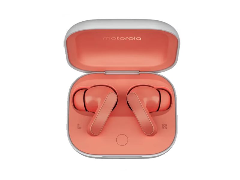 Motorola Moto Buds - Ægte Trådløse Øretelefoner Med Mik. - I Øret - Bluetooth - Aktiv Støjfjerning - Korall Fersken