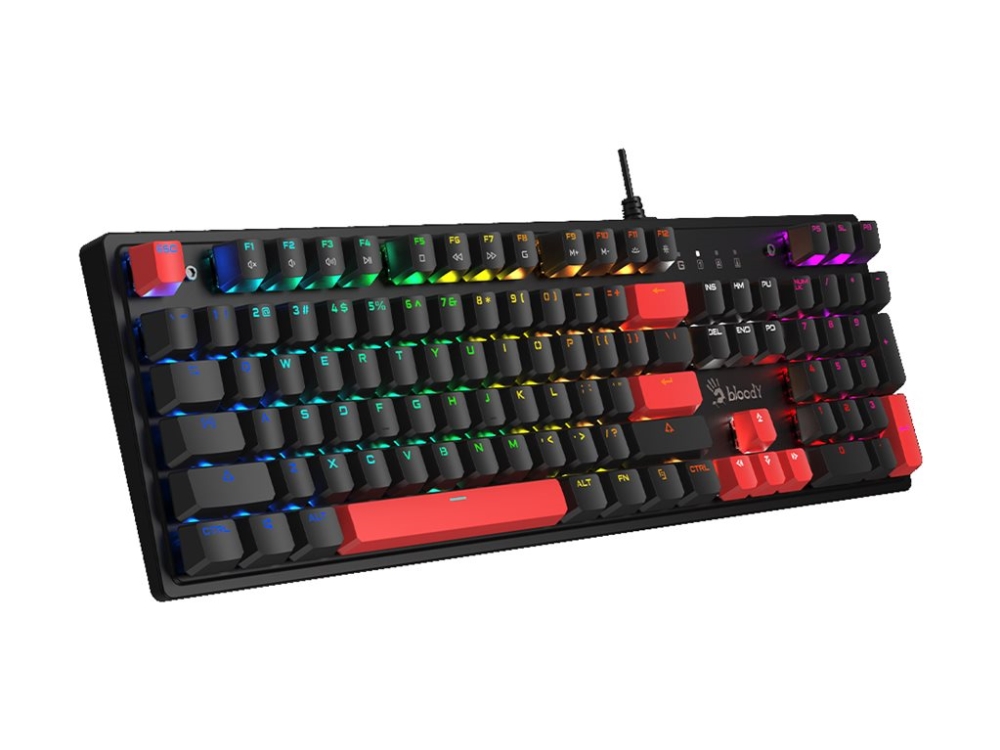 Bloody S520N - Tastatur - mekanisk, gaming, RGB - bagbelyst - USB - tastkontakt: BLMS Red Plus Switch (hot-swappable) - Fire, sort