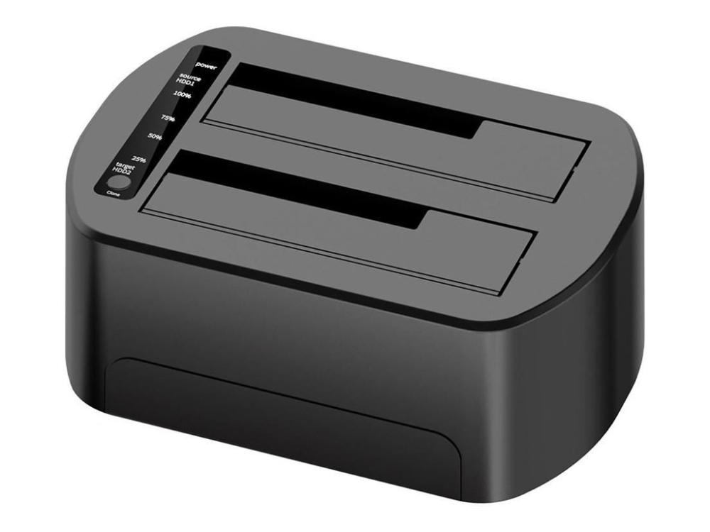 CoreParts - HDD/SSD dockingstation - with RGB, clone function - båse: 2 - 2,5 / 3,5 delt - SATA 6Gb/s - USB - sort
