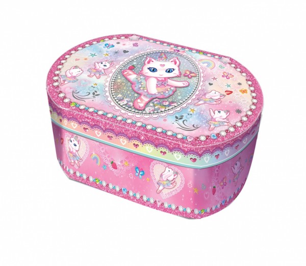 Pecoware Oval Music Box - Ballerina Cat