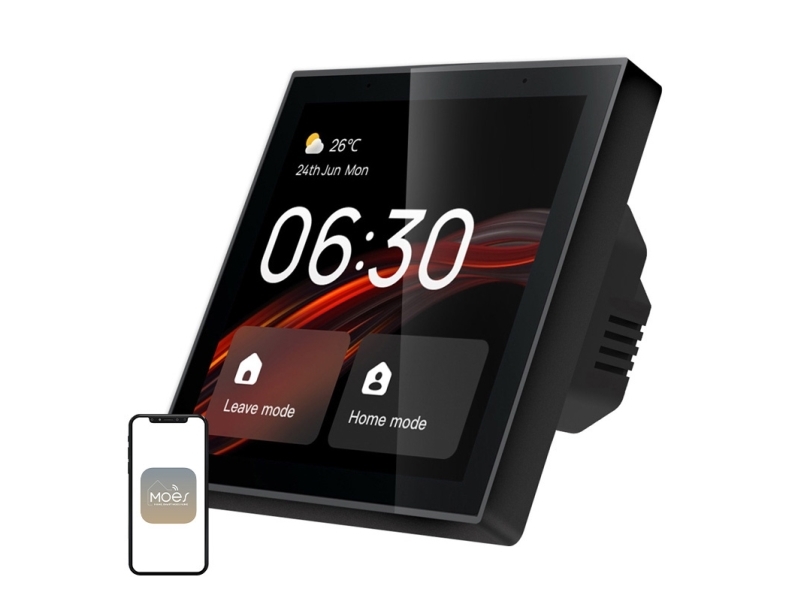 Moes Išmanių namų TUYA valdymo panelė, LCD, Wi-Fi, su ZigBee bridge, montuojama sienoje, juoda
