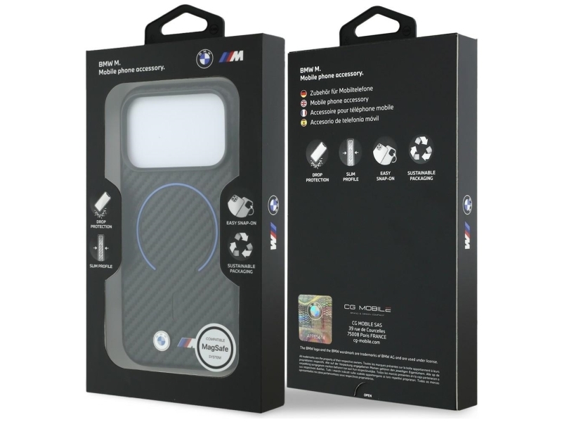 Bmw M Carbon Printed Ring Magsafe Case For Iphone 17 Pro Max / 18 Pro Max - Black