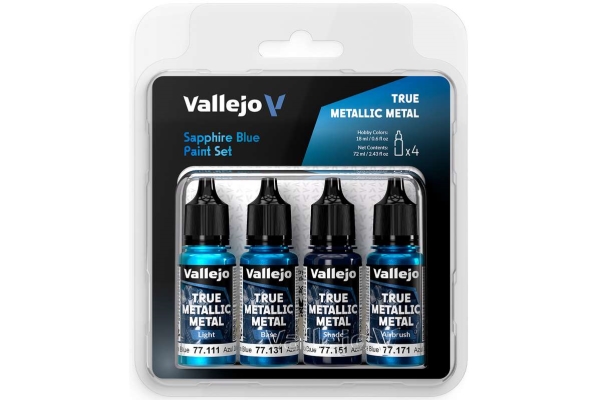 Vallejo Maling - True Metallic Metal: Paint Set - Sapphire Blue (4 colors)