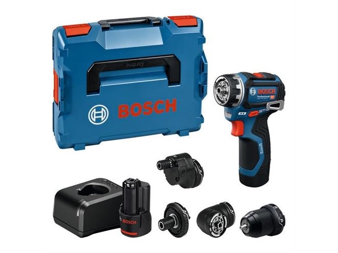 Akku-Bohrschrauber GSR 12V-32 FC Professional, 12Volt (blau/schwarz, 2x Li-Ionen Akku 2,0Ah, L-BOXX, Metallbohrfutteraufsatz, Winkelaufsatz,