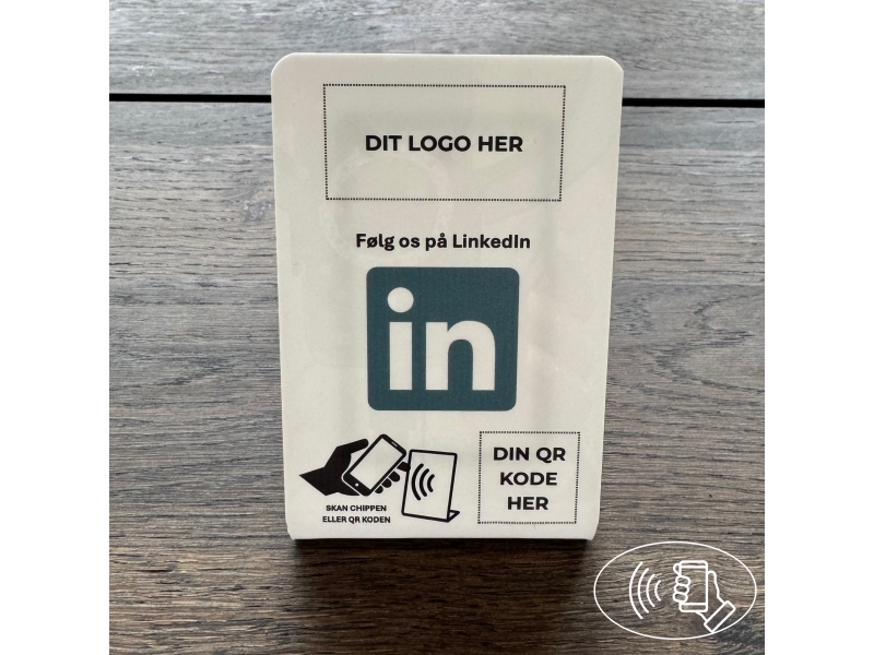 Tischschild Mit Chip, Klein – Folgen Sie Uns Auf Linkedin, Acryl, Weiß