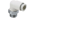 SMC PNEUMATIK Fitting, instik, vinkel, one-touch, Ø8 mm slangetilslutning i polypropylen plast, 1/8 gevindstuds i forniklet messing.