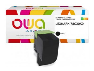 Owa - Sort - Kompatibel - Boks - Genproduceret - Tonerpatron (Alternativ Til: Lexmark 78C20k0) - For Lexmark Cs421, Cs521, Cs622, Cx421, Cx522, Cx622