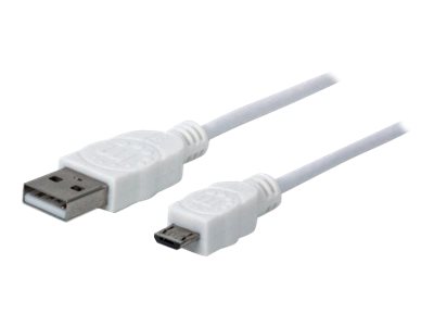 Ic Intracom Manhattan Usb-A To Micro-Usb Cable, 1M, Male To Male, White, 480 Mbps (Usb 2.0)