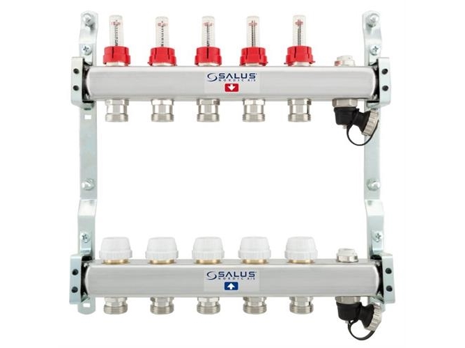 Salus GVM-F gulvvarme fordeler m. flowmeter, til 11 kredse kredse
