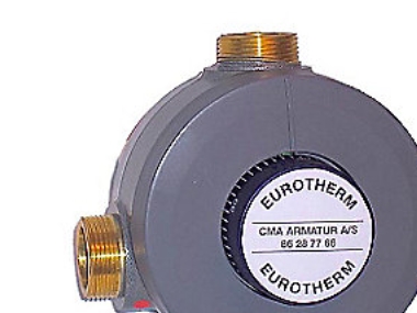 Eurotherm termostatisk blandeventil model TX 93 E - 1, kapacitet 8-120 liter/minut, indbyggede kontraventiler og skoldningssikring