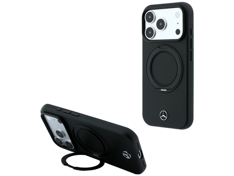 Mercedes Leather Case With Ring Stand Magsafe For Iphone 18 Pro / 17 Pro - Black