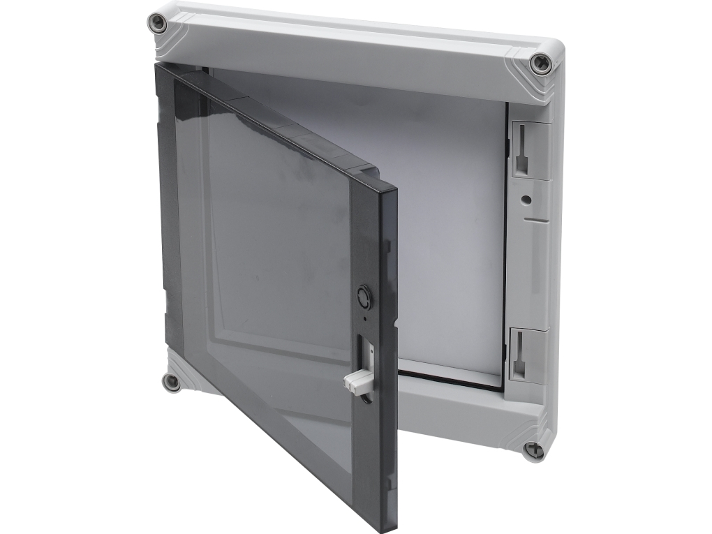 ENSTO Vægskab Cubo P hængsellåg åben front uden DIN-afdækning røgfarvet for Cubo C og P 300 x 300 mm for 300 x 300 mm kapsling