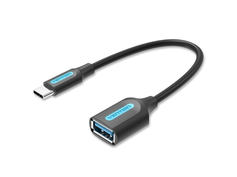 Usb-C-3.1-Kabel Mit Usb-A-Buchse (Otg), Vention Ccvbb, 0,15 M, Schwarz, Pvc