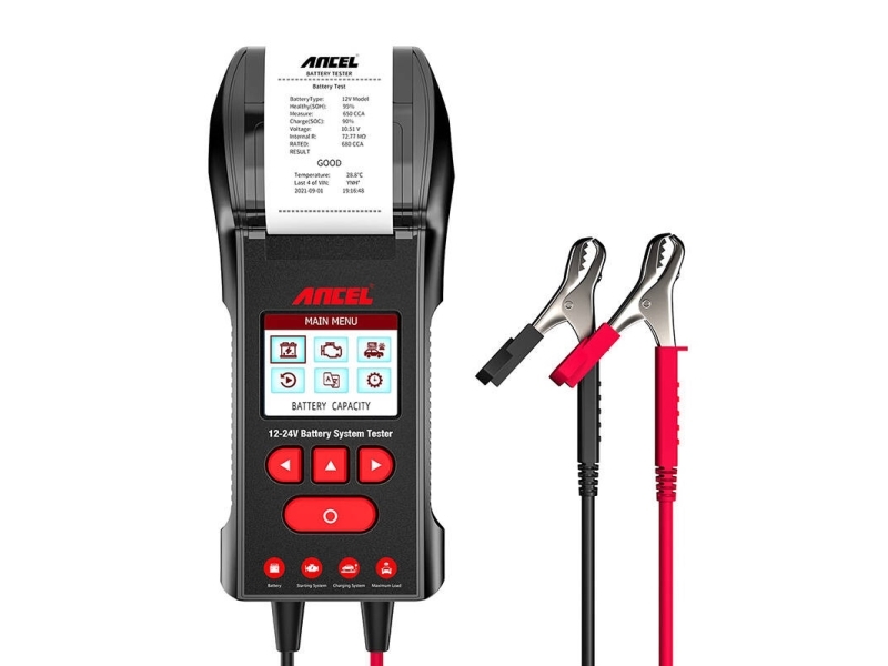 Ancel BST600 Batterietester mit Drucker, 12 V und 24 V