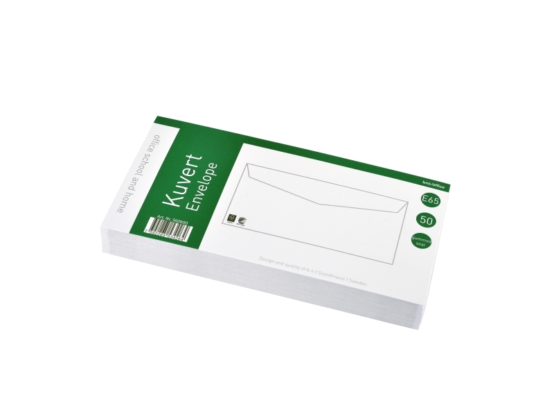 Kuverter E65 Fugthæftende, hvid - 50 stk./pakke