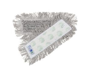 Moppe Velcro Mop 40Cm Svanemærket Med Frynser Grå Tør/Våd Til Trægulve/Linoleum,5 Stk/Pk