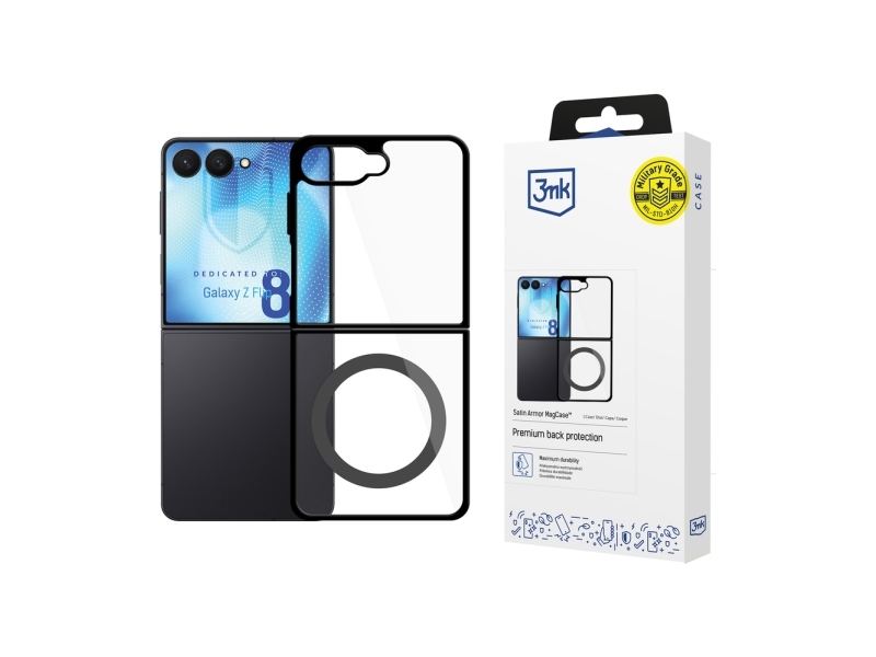 3Mk Satin Armor Case+ Flip For Samsung Galaxy Z Flip 8 - Transparent