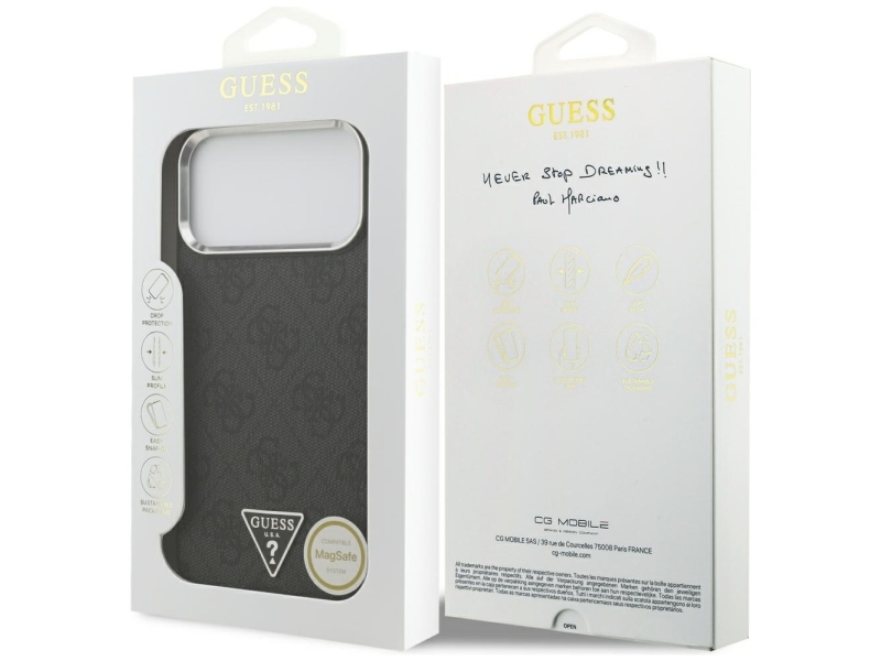 Guess 4G Triangle Logo Magsafe Case For Iphone 17 Pro Max / 18 Pro Max - Black &Amp Silver