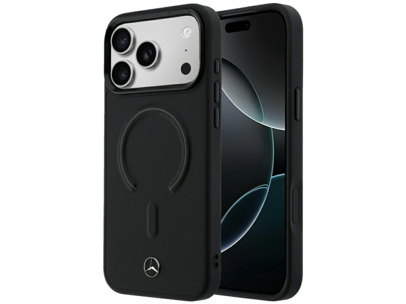 Mercedes Leather 3D MagSafe Case for iPhone 18 Pro / 17 Pro - Black