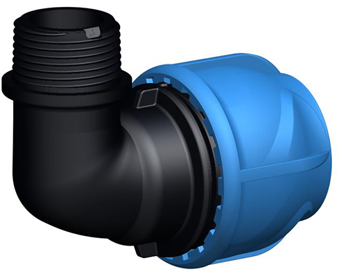 iJOINT plastfitting - Vinkelovergang 90 m. kompressionskobling/nippel, 25 mm x 1"