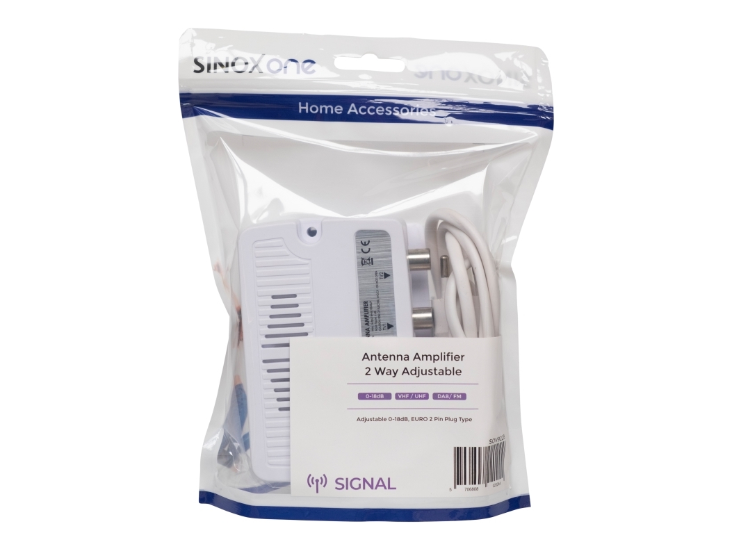 Sinox antenneforstærker 0-20 dB - Hvid