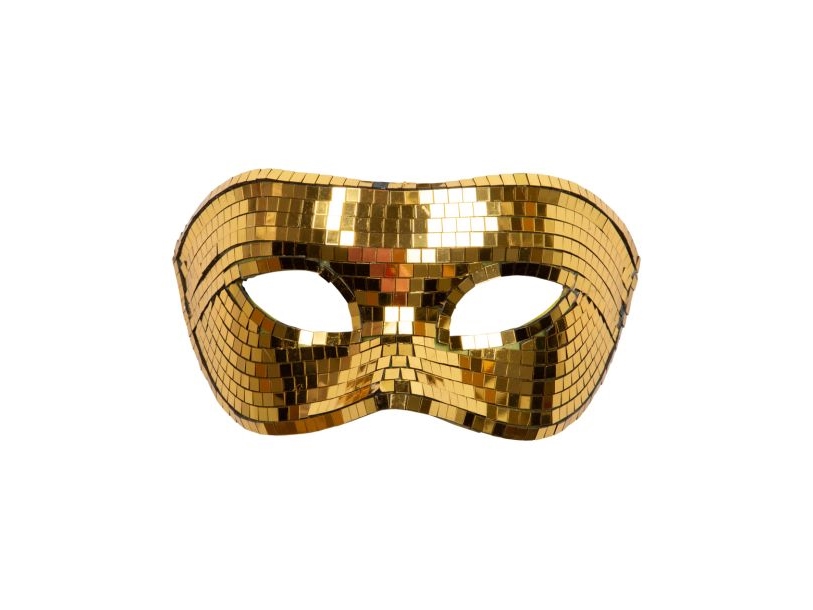 Halbmaske In Form Einer Goldenen Discokugel