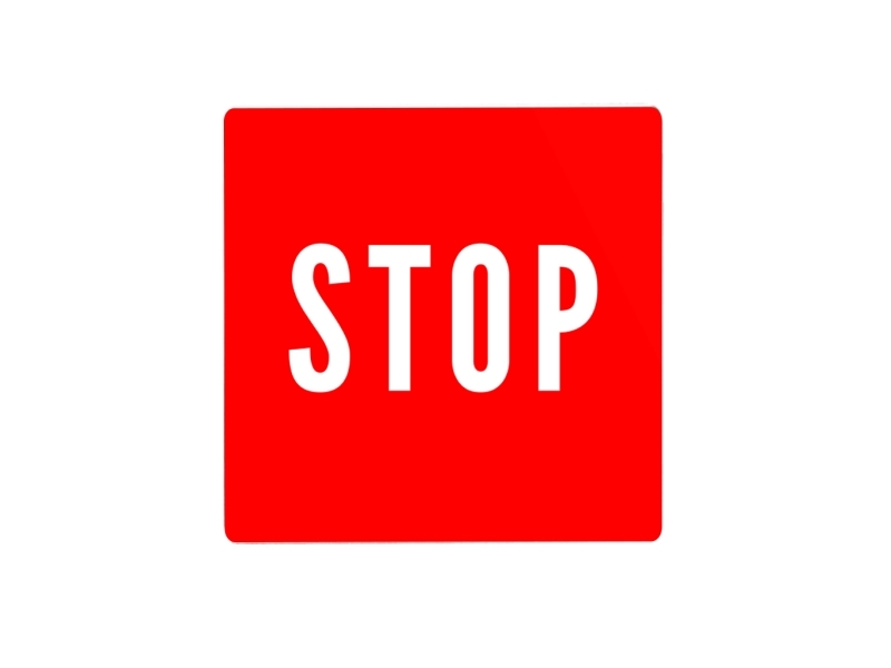 Schild „Stop“, 20 × 20 Cm, Aluminium, Rot/Weiß