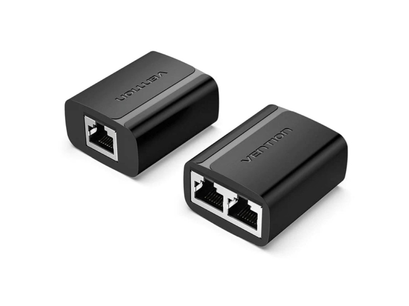 Rj45-Forgreningsadapter I Pvc Fra Vention, Model Iptb0, Sort