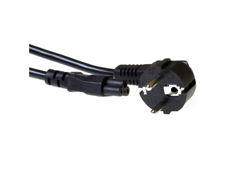 ACT Powercord mains connector CEE 7/7 male (angled) - C5 black 3 m