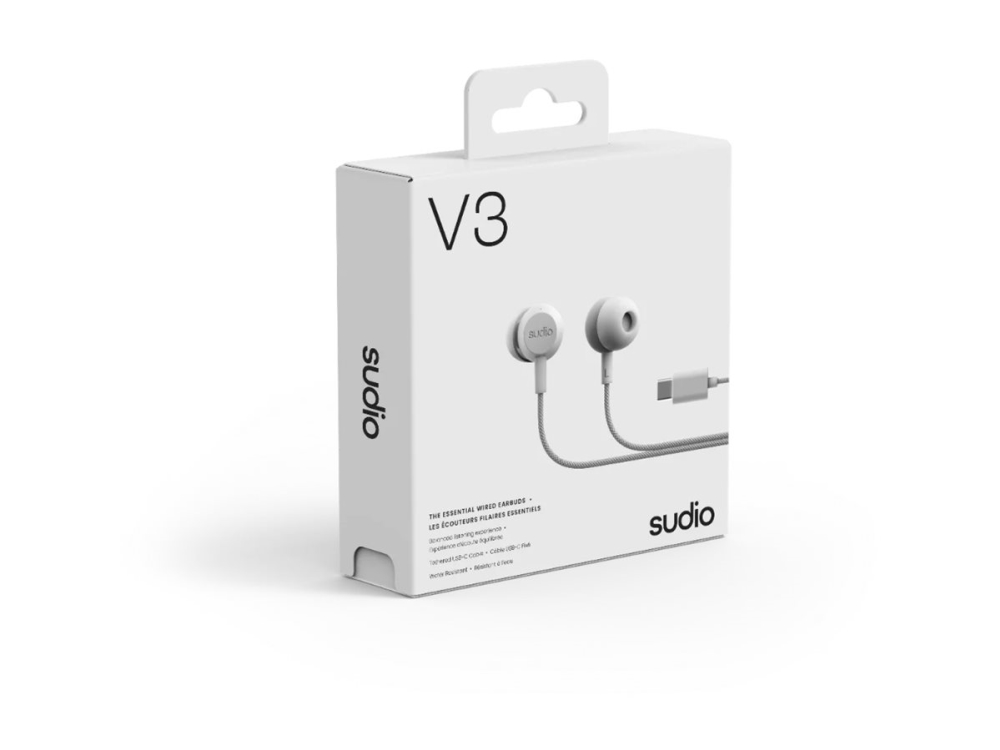 Sudio Earbuds | V3 | Usb-C | In-Ear | Microphone | Grey White