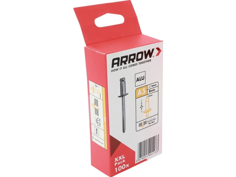 Arrow Tool Group 001133 Blindnitter (Ø X L) 5 Mm X 8 Mm Aluminium Ra 5 X 8 Alu 100St 100 Stk