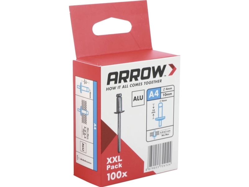 Arrow Tool Group 724124 Blindnitter (Ø X L) 4 Mm X 10 Mm Aluminium Ra 4 X 10 Alu 100St 100 Stk