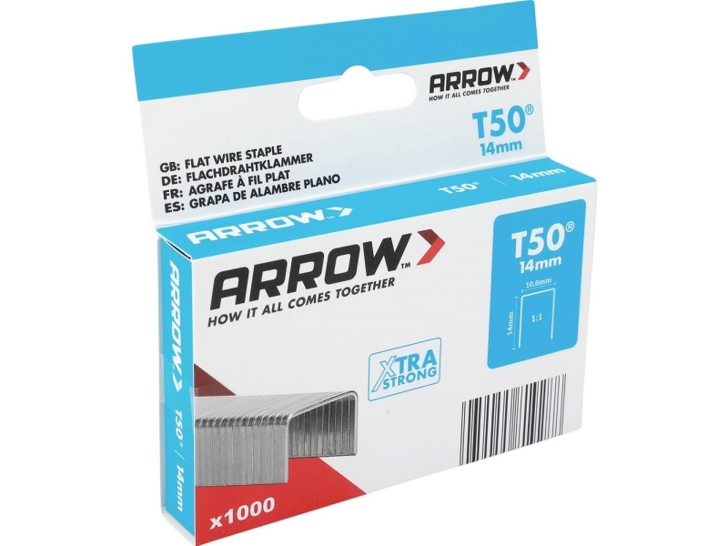 Arrow Tool Group 819288 Flache Drahtheftklammern Typ 50, 1000 Stück