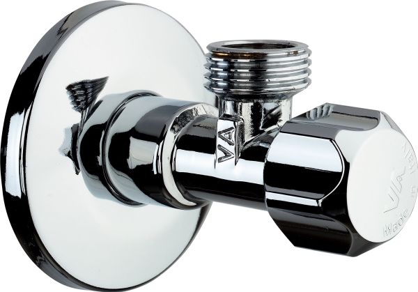 Nil stopventil 1/2 x 3/8 med Ø77mm roset - lang model: 84/97mm - leveres uden omløber og indsats - pakke med 1 stk.