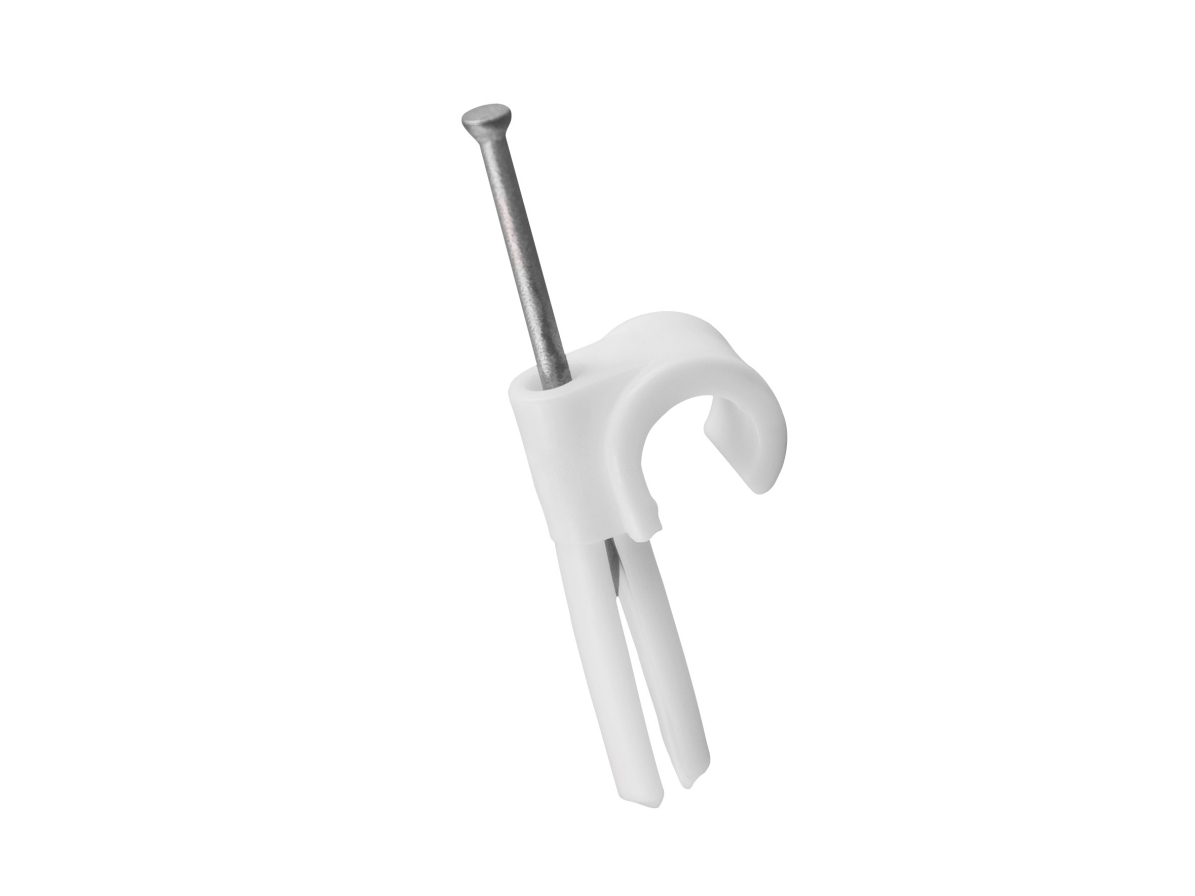 Mepac plugclip med søm for kabel 11-15 mm. Hvid. Bor Ø 5,5 mm - (100 stk.)