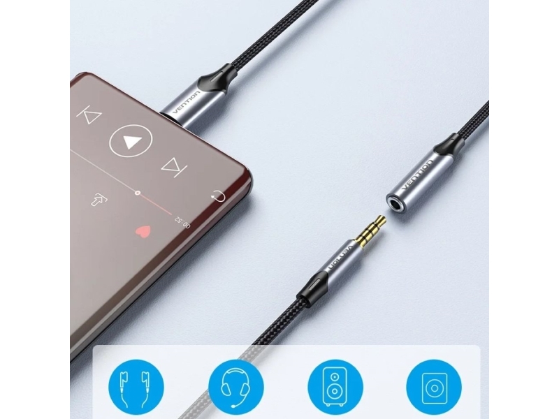 Vention Bgmha Usb-C Male To 3.5Mm Jack 0.1M Adapter (Pilka)