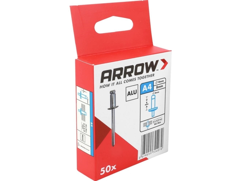 Arrow Tool Group 724070 Blindnitter (Ø X L) 4 Mm X 8 Mm Aluminium Ra 4 X 8 Alu 50St 50 Stk