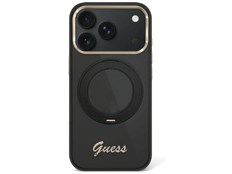 Etui Guess Iml Ring Stand 360 Script Metal Logo Magsafe Na Iphone 17 Pro / 18 Pro - Czarne