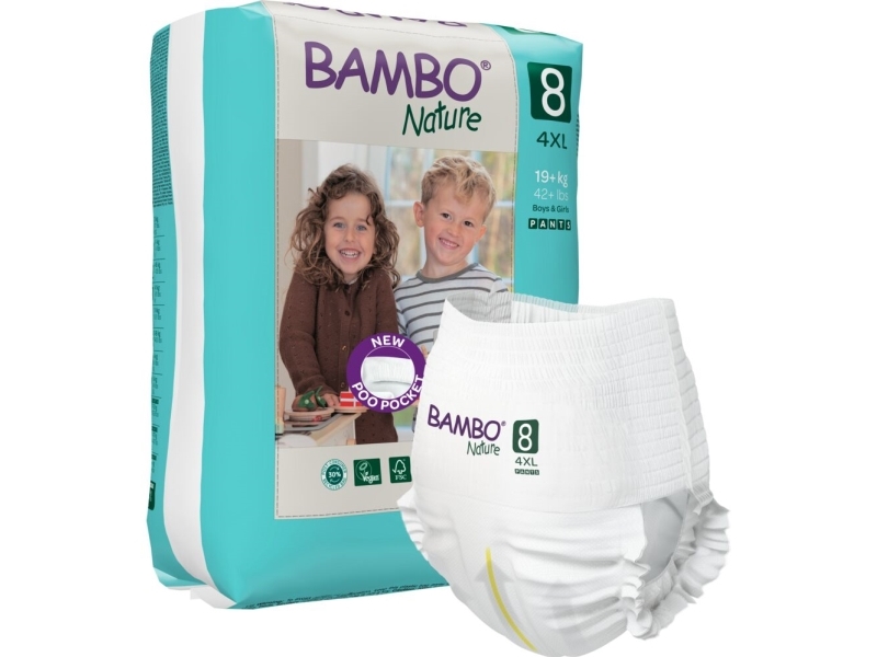 Børneble, bukseble, miljømærket, Bambo Nature Pants, 8, 19+ kg - (5 pakker x 16 stk.)