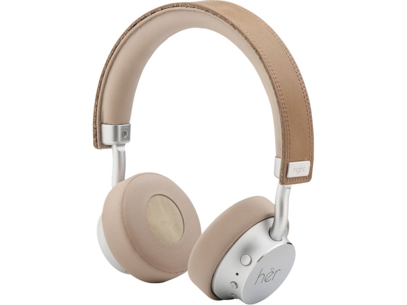 Her Hf8 Bluetooth , Kabelbundet On Ear Stereo-Headset On-Ear Lydstyrkeregulering Beige, Sølv