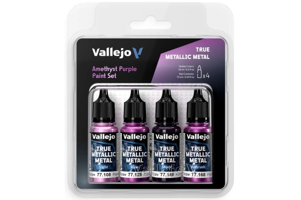 Vallejo Maling - True Metallic Metal: Paint Set - Amethyst Purple (4 colors)