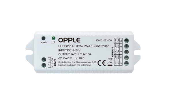 OPPLE RF-controller til styring af RGBW- og Tunable White LED-strips via fjernbetjening
