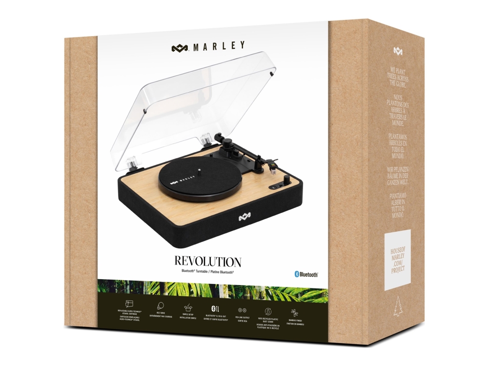 The House Of Marley EM-JT004-SB, Bæltedrevet pladespiller, Vejledning, Sort, Træ, Stof, Plast, Bamboo, 33 1/3,45,78 rpm, Dreje
