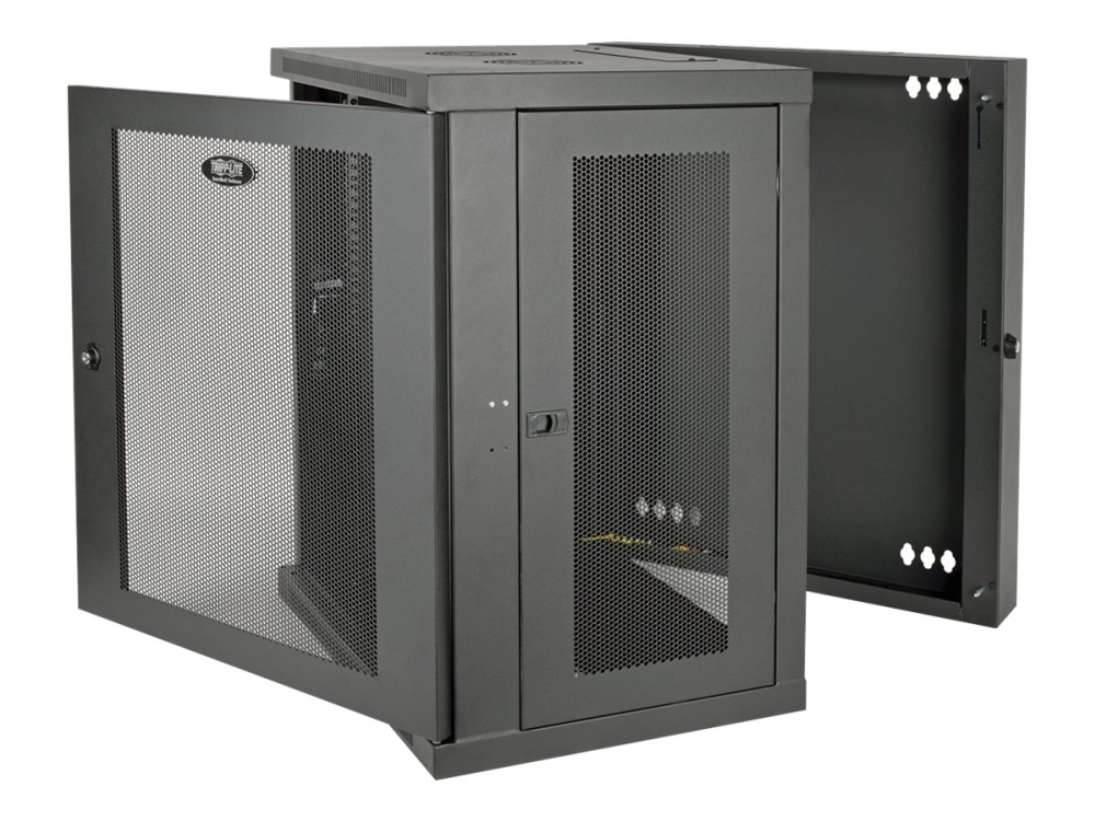 Smartrack 15U Low-Profile Switch-Depth Wall-Mount Half-Height Rack Enclosure, Hinged Back