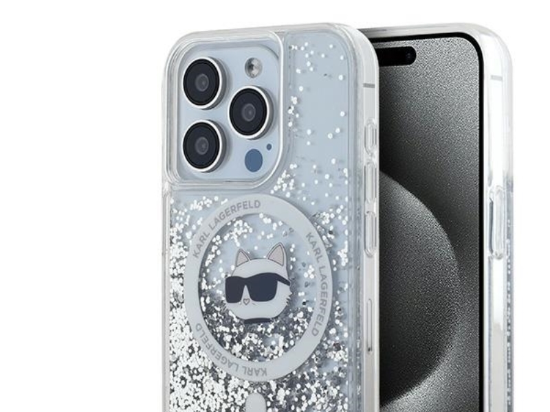 Karl Lagerfeld Klhmp15xlgchsgh Apple Iphone15 Pro Max 6.7′′ Kietas Dėklas Skaidrus Liquid Glitter Choupette H