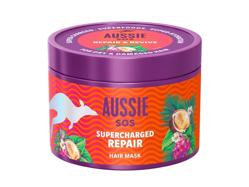 Aussie Sos Supercharged Repair Hair Mask 500Ml For Dry And Damaged Hair