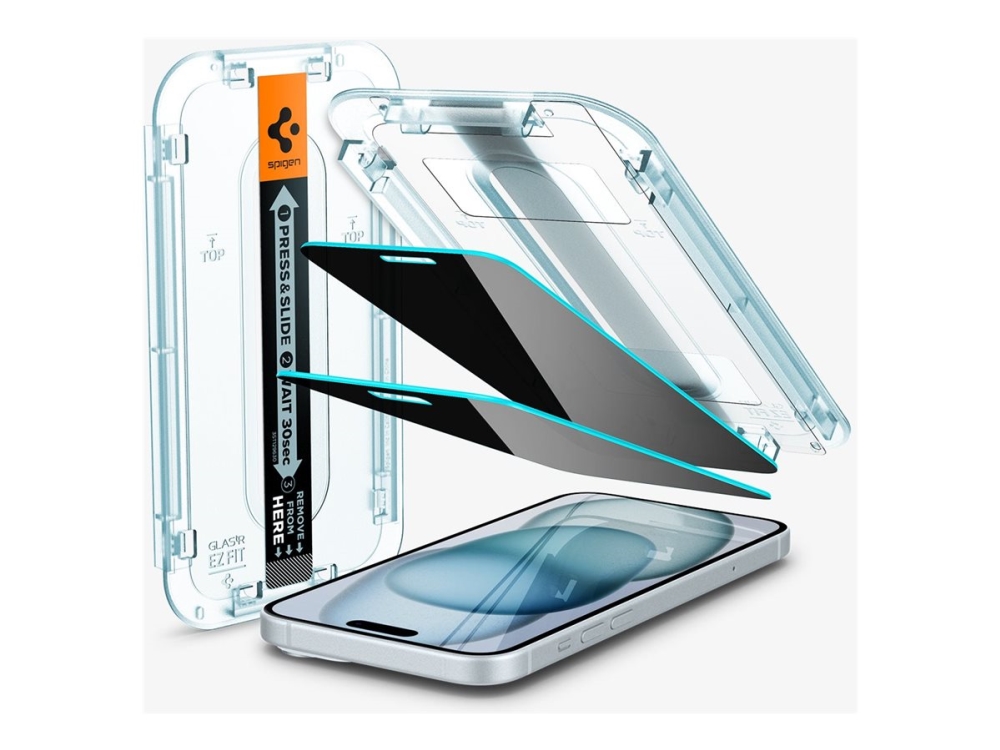 Spigen Glas.tr Ezfit Blickschutz-Displayschutz Aus Gehärtetem Glas Für Iphone 15/16 Mit Adapter (2 Stück) - Image 6