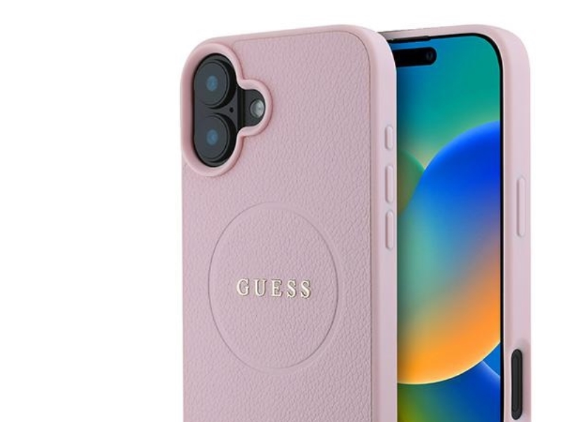 Guess Guhmp16mpghsmmp Apple Iphone 16 Plus 6.7′′ Rožinės Spalvos Kietas Dėklas Grained Ring Magsafe