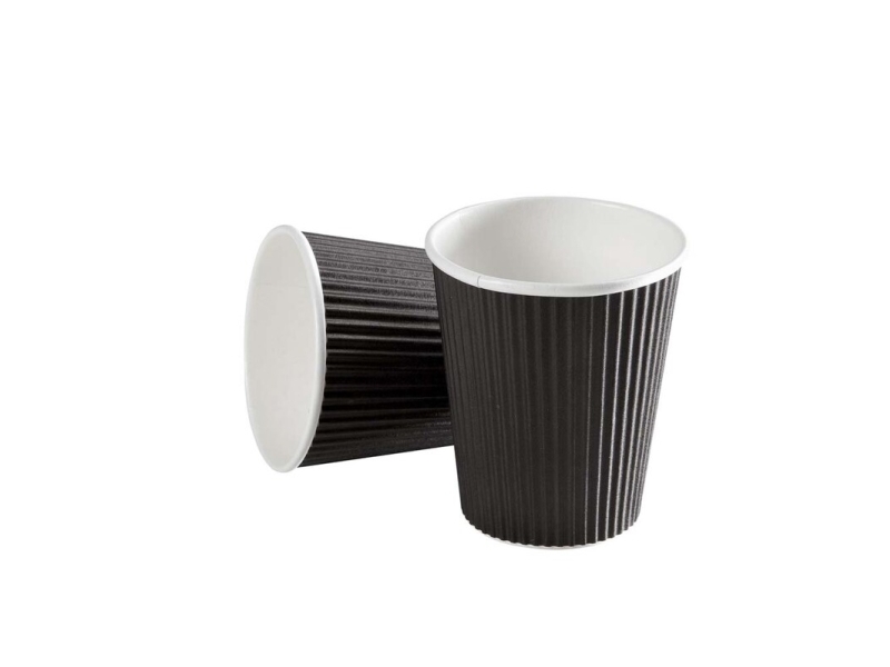 Kaffebæger 8oz 25cl Black line ripple wall pap 875stk/kar